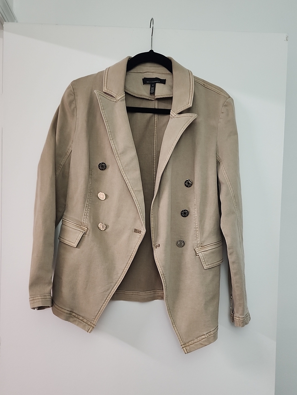 White House Black Market Double-Breasted Beige Blazer